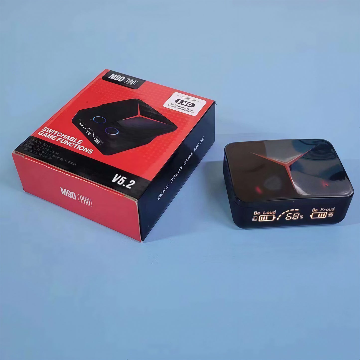 M90 Pro TWS Wireless Earbuds - Bluetooth 5.3 Gaming Headphones with LED Display & Power Bank