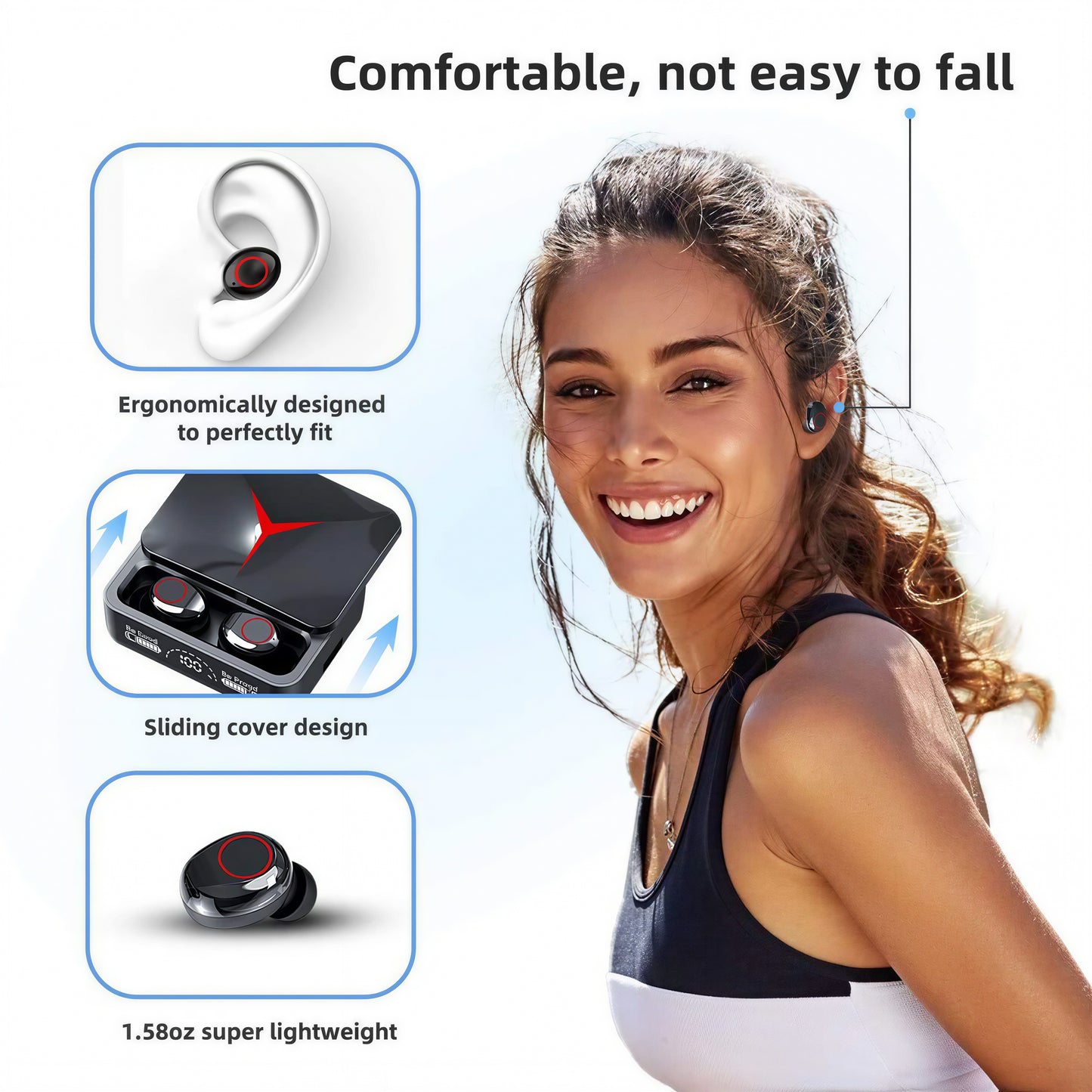 M90 Pro TWS Wireless Earbuds - Bluetooth 5.3 Gaming Headphones with LED Display & Power Bank