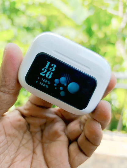 A9 Smart Screen TWS Earbuds - Noise Cancelling Wireless Headphones with Full Color LCD Touch Case & 55H Playtime.