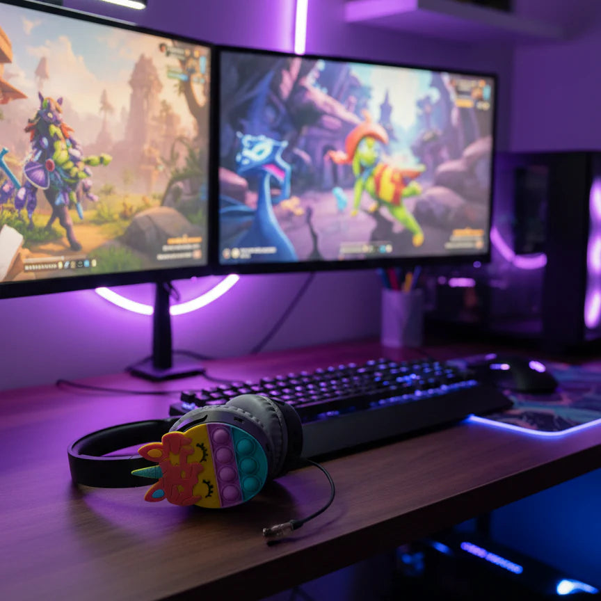 Magic Unicorn Pop-It Sensory Headphones: The Ultimate 2-in-1 Wireless Audio & Fidget Toy for Kids – Lightweight, Comfortable & Cute!