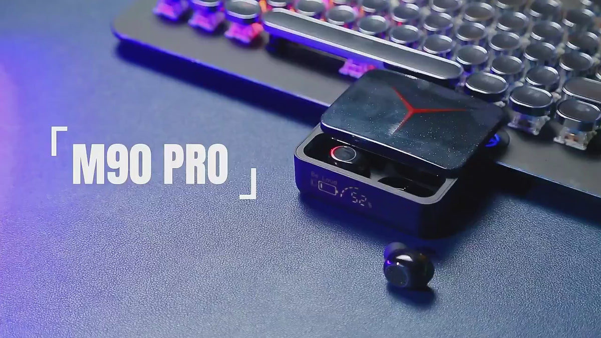M90 Pro TWS Wireless Earbuds - Bluetooth 5.3 Gaming Headphones with LED Display & Power Bank