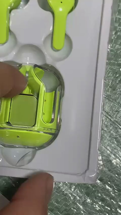 Crystal Transparent TWS Earbuds – Immersive Hi-Fi Sound, Smart LED Power Display & ENC Noise Cancellation